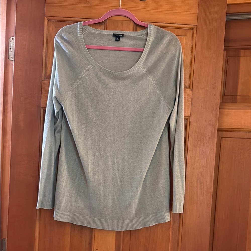 Grayish Green Long Sleeve Semi Sheer lightweight Sweater